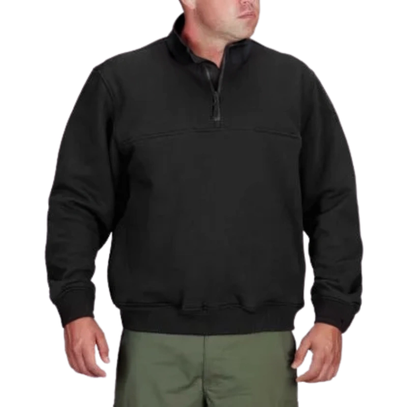 Schwarzes 1/4-Zip-Arbeitshemd: Dein Job, Dein Style, Dein Komfort. Perfekt für jeden Tag, jede Aufgabe.